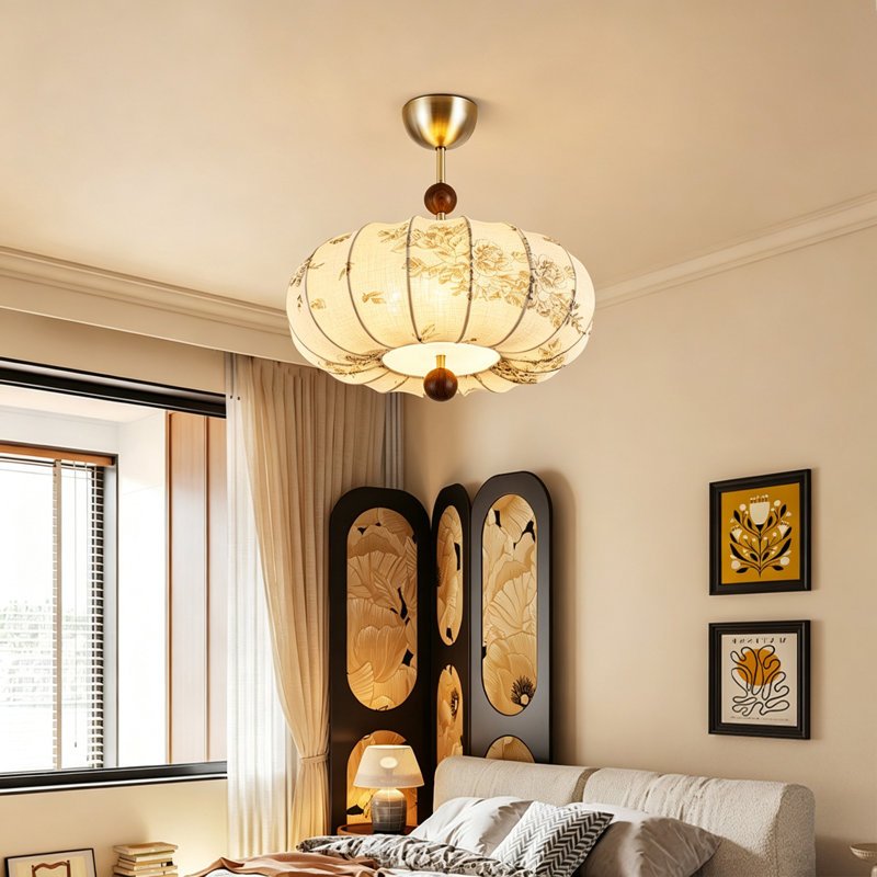 17.72" Retro Brown Glass Flush Mount Lighting