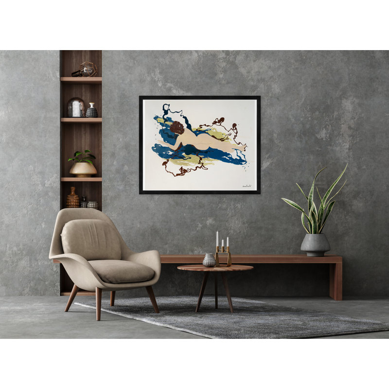 Nude Abstract In Blue Framed Print