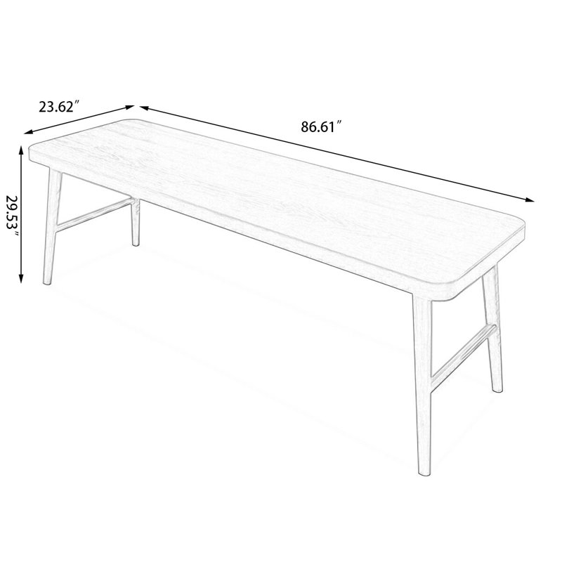 Bureau rectangulaire en bois massif noyer clair, H 29,53 po x l 86,61 po x P 23,62 po