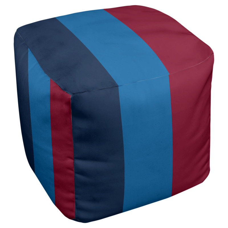 Upholstered Pouf, 18" H x 18" W x 18" D, Polar Night Blue/Aviator Blue/Red, Winnipeg