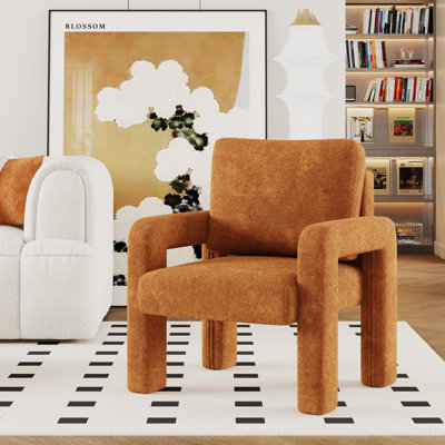 Fauteuil club moderne avec accoudoirs carrés rembourrés 28,8 po
