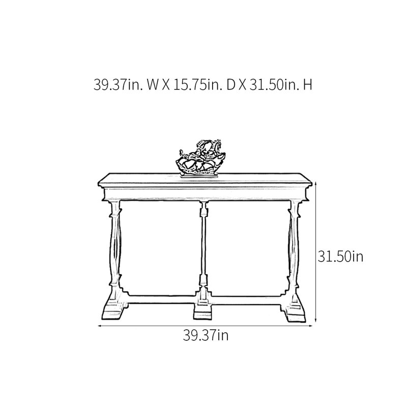 Console Retro Classical, H 31,5 po x l 39,37 po x P 15,75 po, Noir