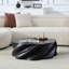 35" Round Coffee Table, Fully Assembled Petal Fibreglass Drum Table with Fluted Base