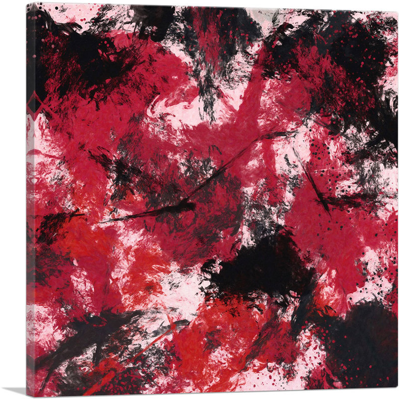 Rouge, noir, blanc, moderne, reproduction d'art sur toile tendue, H 18 po x l 18 po x P 0,75 po