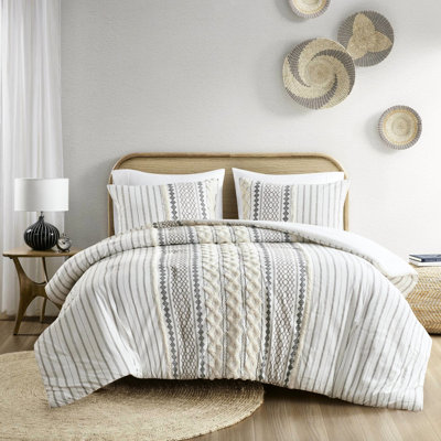 Édredon très grand / très grand en coton. Motif chenille. Remplir. 2 taies décoratives qui se chevauchent. . Literie lavable. 100% coton chenille. Option de machine