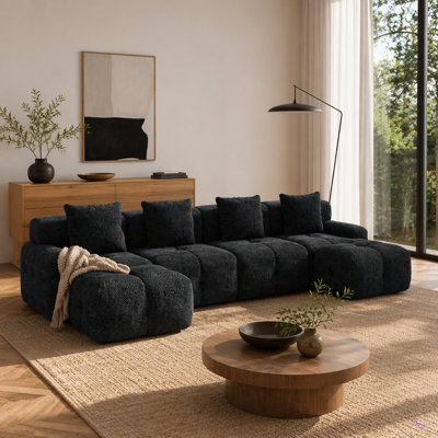 Ensemble de canapé-lit modulaire en forme de U de 135,4 po avec canapé-lit modulaire surdimensionné en forme de U et canapé convertible 4 pièces sans siège avec 2 repose-pieds et 4 coussins pour le salon