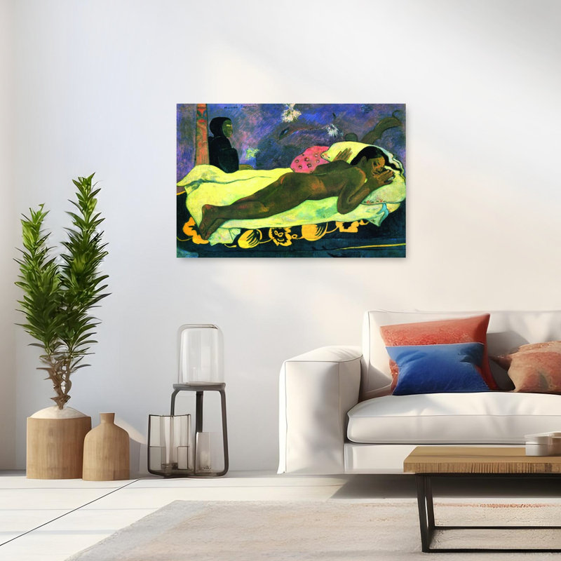 «Girl In Bed», impression d'art classique de paysage abstrait coloré au printemps, 32" H x 48" W