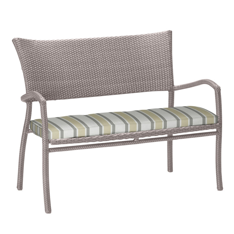 Skye Wicker Garden Bench, Black Walnut, Natural White, Welt