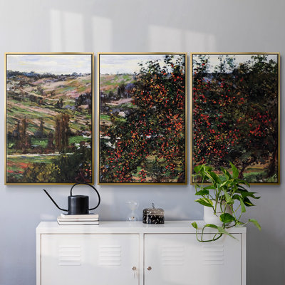 " Apple Trees near Vetheuil, 1878 " 3 Piece Art Painting