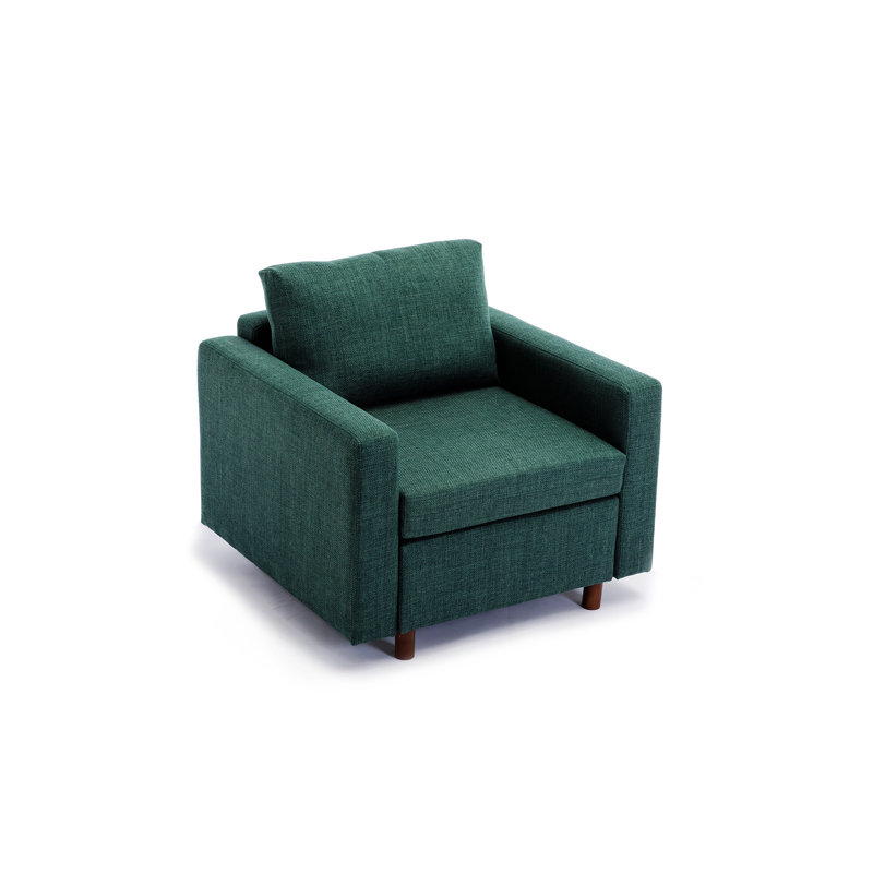 Canapé modulaire à siège simple avec 1 repose-pieds, Lin vert