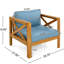 Fauteuils club d'extérieur en bois avec coussins bleus imperméables, conversation, convenant à tous les espaces confortables et ergonomiques