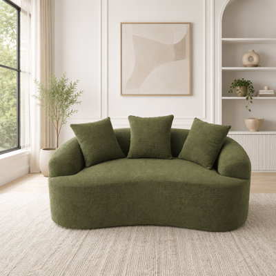 Causeuse en chenille courbée sans assemblage avec mousse 30D et 3 coussins décoratifs