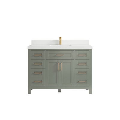 Meuble-lavabo simple 48 po avec plateau en quartz Cambridge