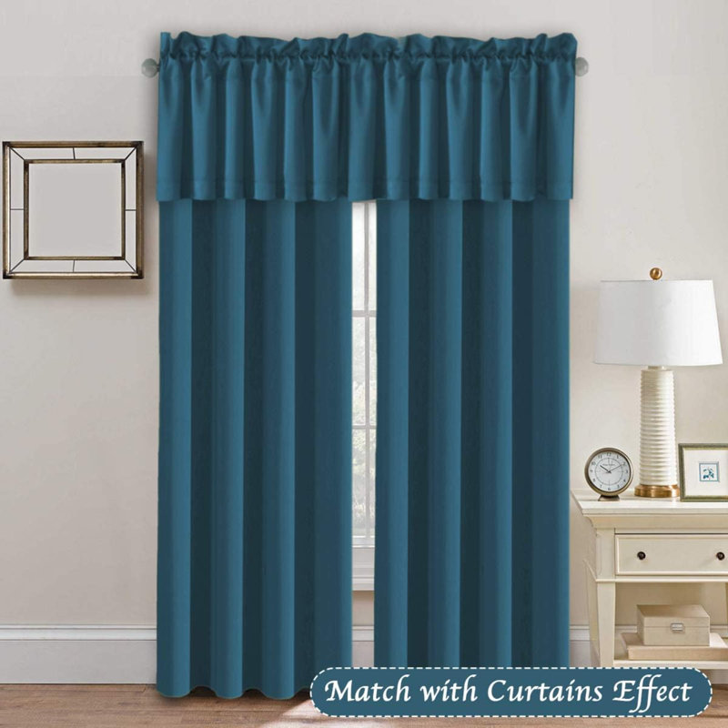 4 Panels Blackout Curtain Valances For Kitchen Windows/Bathroom/Living Room/Bedroom Privacy Decorative Rod Pocket Short Window Valance Curtains, 52" W X 18" L, Charcoal 