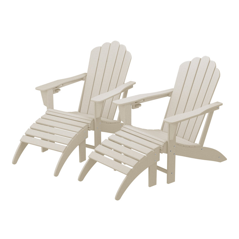 Ensemble de chaises d'extérieur en poly Adirondack avec repose-pieds 4 pièces, Beige