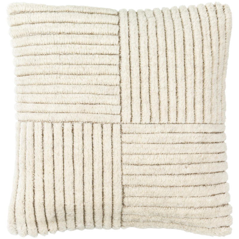 Tunisia Striped Wool Blend Reversible Throw Pillow, Polyester, 20"H x 20"W