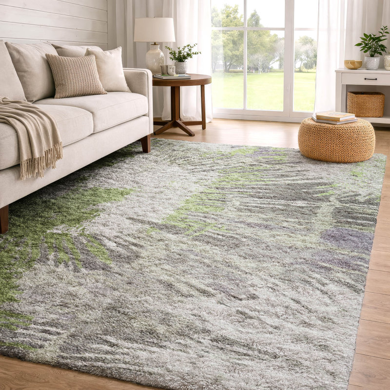 Premium Machine Washable Dream Shag ADS645 Modern Rug, Olive, 8' x 10'
