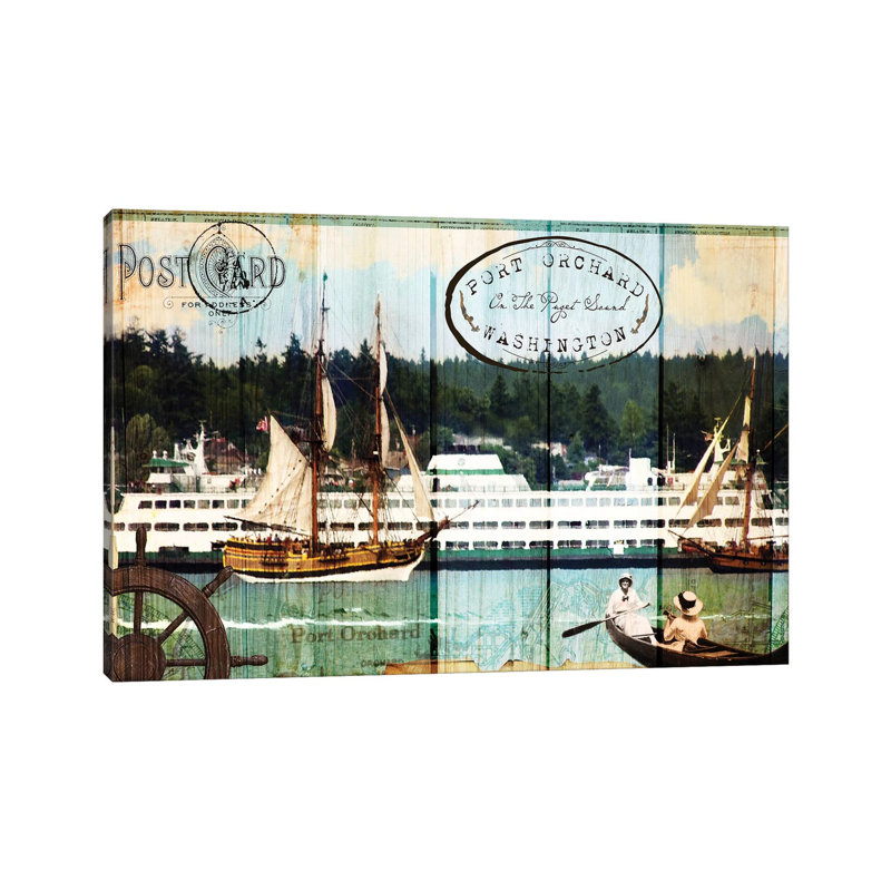 Tall Ships On The Sound by Sandy Lloyd - Wrapped Canvas Print, 66.04 cm H x 45.72 cm W x 3.175 cm D