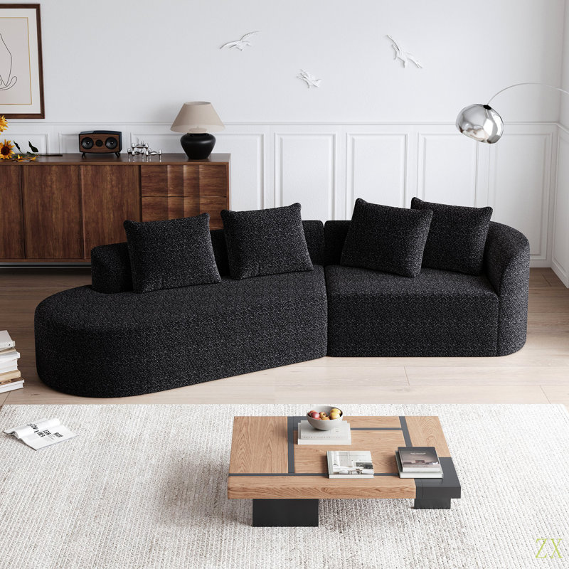 Canapé modulaire surdimensionné et rembourré Modern, Chenille noir