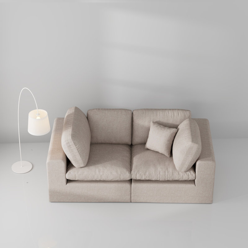 Canapé modulaire 2 pièces Jossa, Polyester beige
