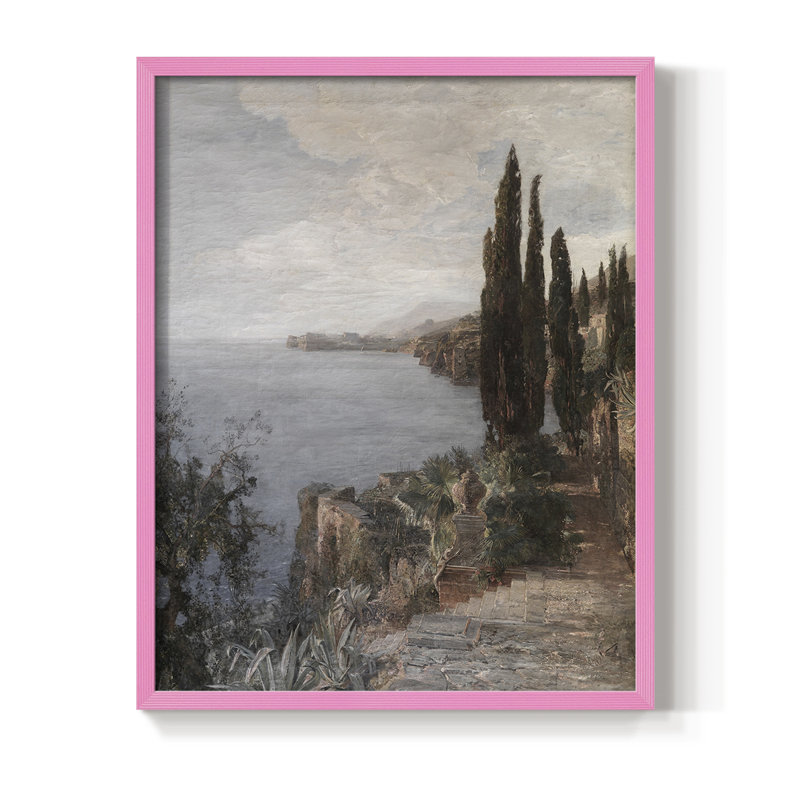Reproduction encadrée vintage en bois massif CLxxxix, H 30 po x l 24 po, Rose