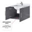 24 po L x P 22 po. Meuble-lavabo simple gris foncé, comptoir en quartz blanc, robinet et 18 miroirs