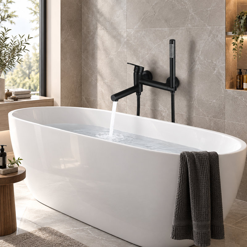 Robinet de baignoire mural, Noir mat