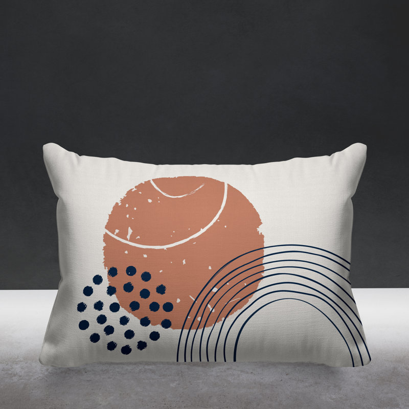 Coussin décoratif intérieur / extérieur Aida Minimalist, Saumon / beige / bleu marine