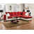 White Faux Leather/Red Polyester Blend