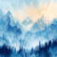 Murale paysage de forêt d'hiver-1358355929