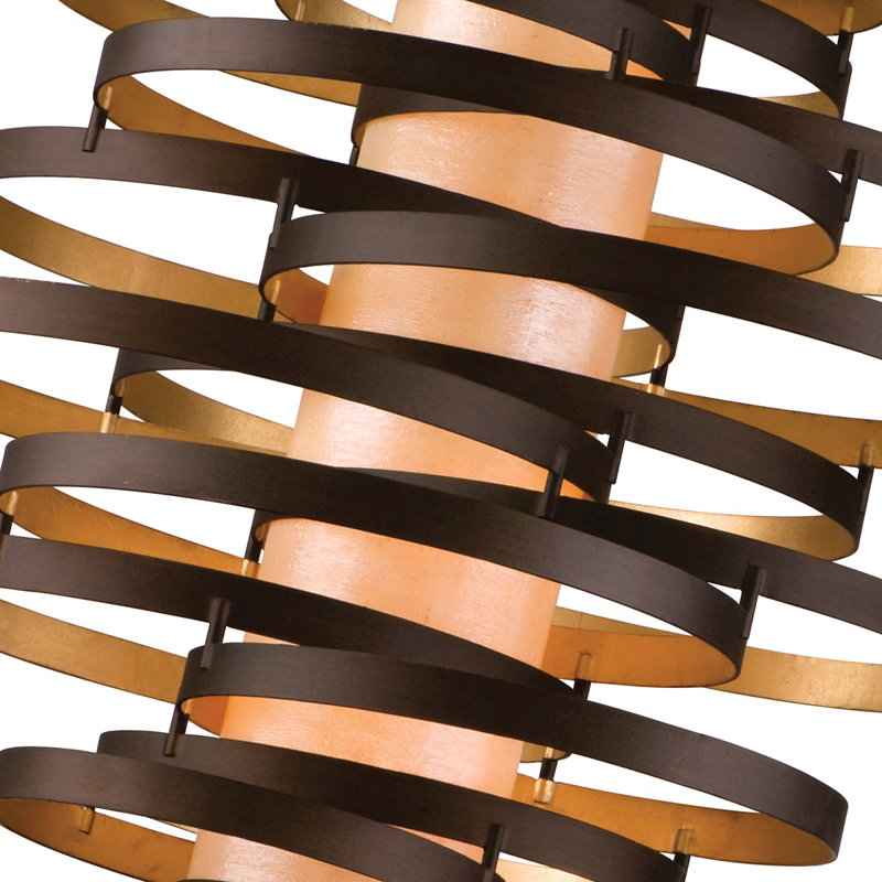 Vertigo 30" Bronze and Gold Leaf Crystal Pendant Light