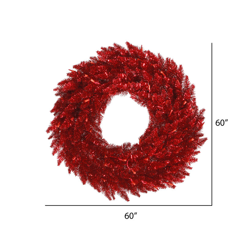 Couronne de Noël artificielle en PVC, H 60 po x l 60 po x P 5 po, Rouge