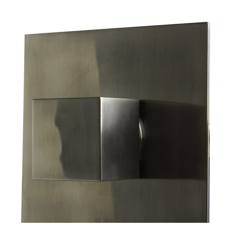 Robinet de douche thermostatique à 4 voies avec poignée carrée dissimulé, Nickel brossé