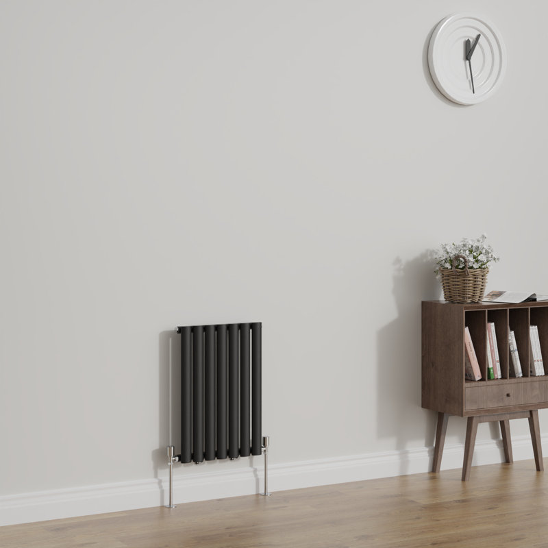 Shoshana Vertical Oval Panel Radiator, 60cm H x 41.3cm W, Normal Black, 1