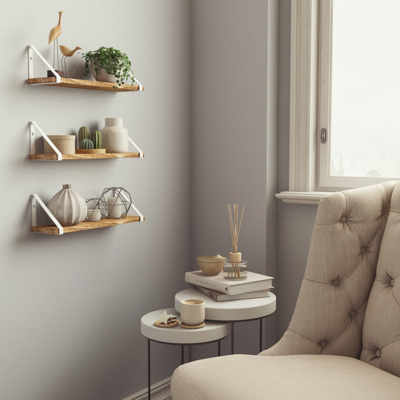 Asem 3 Piece Paulownia Bracket Shelf