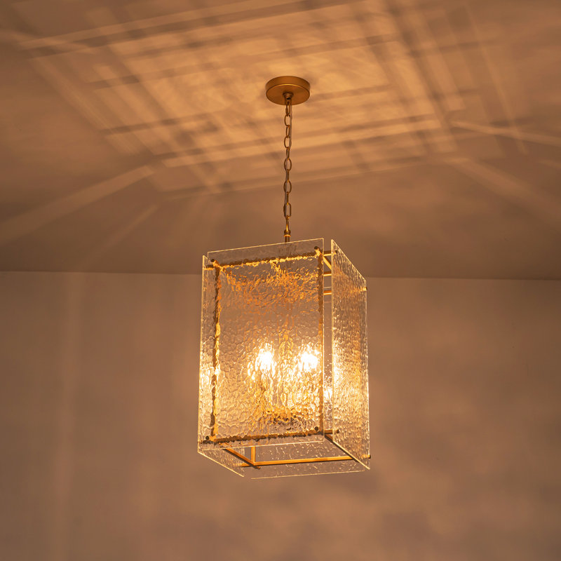 Qudarius 4 - Light Dimmable Lantern Square / Rectangle Pendant, Gold