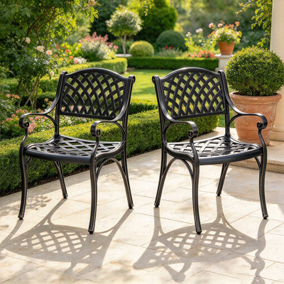 Outdoor 2 Piece Patio Chairs Cast Aluminum Patio Dining Chair for Garden