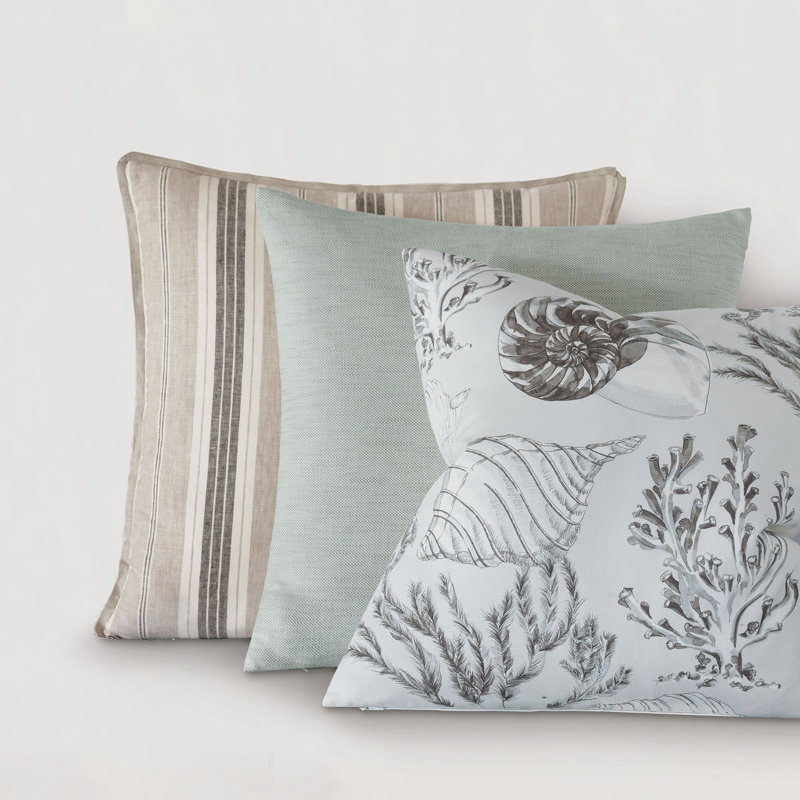 Light Blue Cotton Blend Square Throw Pillow