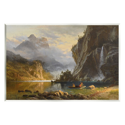 «Indians Spear Fishing Classic Albert Bierstadt» par One1000paintings - peinture sans cadre sur panneau de fibres à densité moyenne