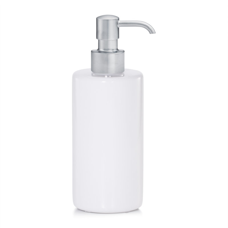 Domus White Gloss Soap / Lotion Dispenser, Polished Nickel
