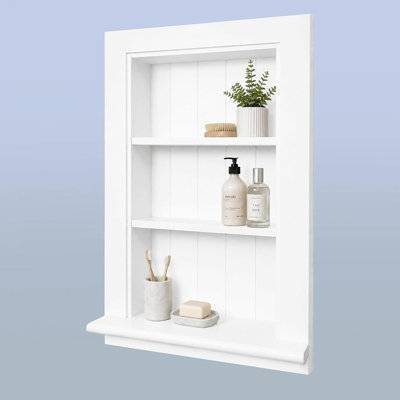 Grande armoire à pharmacie encastrée pour salle de bain | Organisateur de rangement mural multi-niveaux
