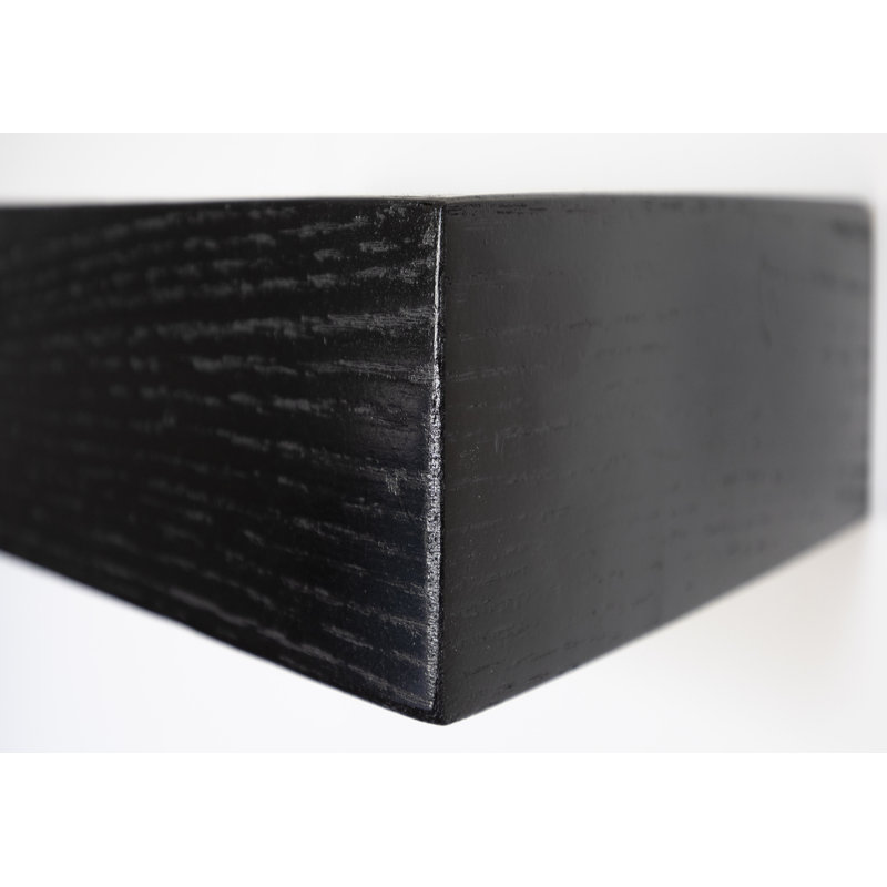 Krystallynn Oak Floating Shelf, Black, 6" H x 27" W x 8" D