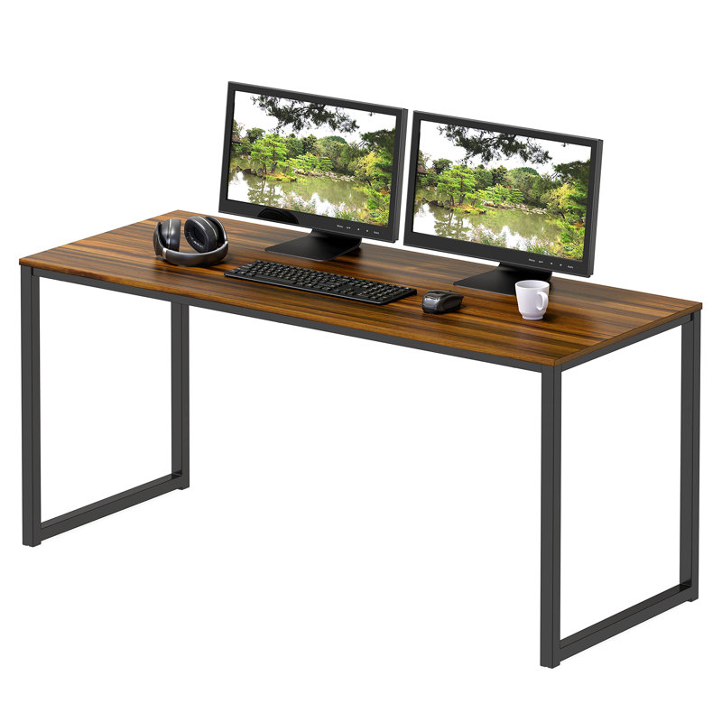 Morrel Rectangle Writing Desk, 28" H x 48" W x 24" D, Walnut/ Black