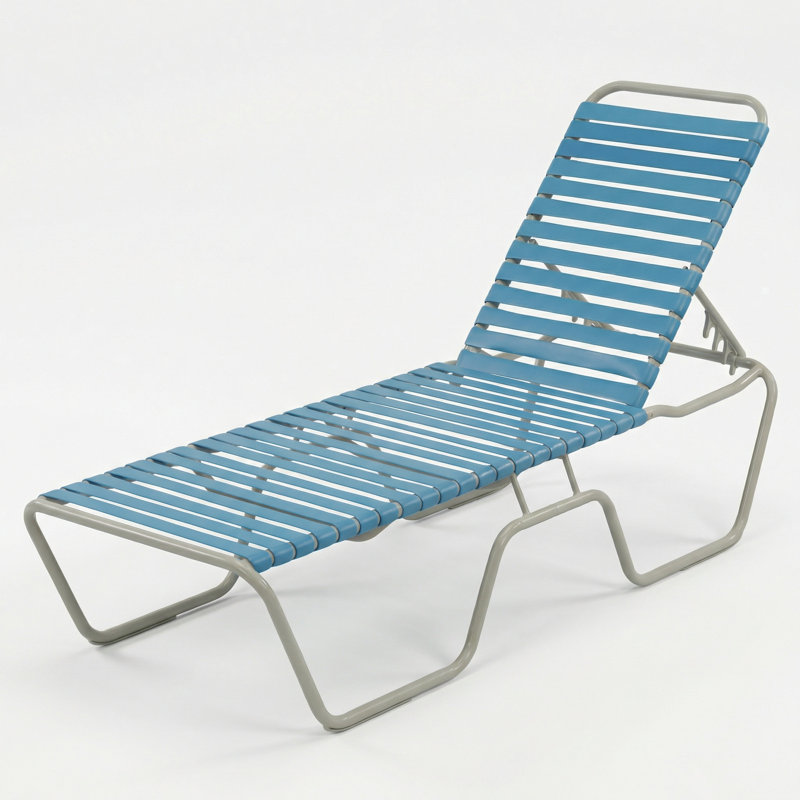 Armless Chaise, French Blue Strap/Matte Gray