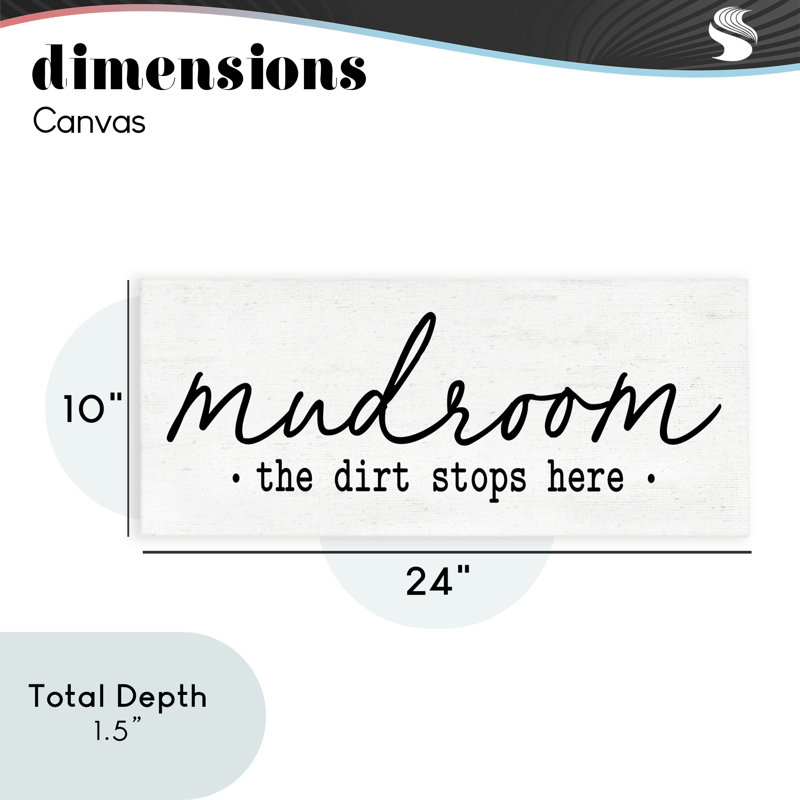 Mudroom Script Dirt Stops Here Canvas, design by Lettered and Lined, 10" H x 24" W