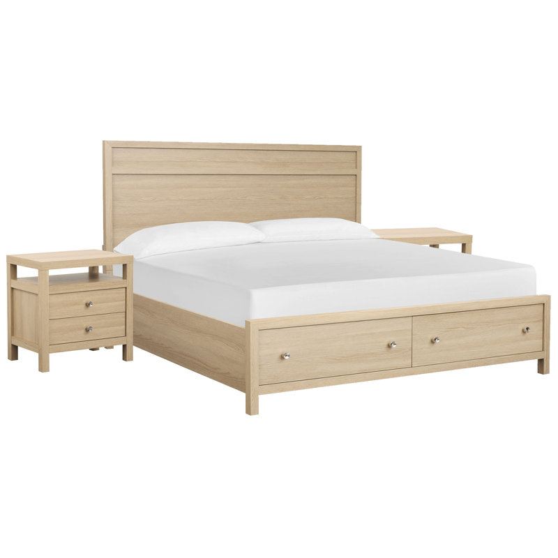 Très grand lit de rangement avec 2 tables de chevet Wentworth, Ensemble de 3 pièces : lit, 2 tables de chevet, Très grand