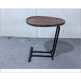 C-Shaped Side Table, C Table End Table for Sofa and Bedside, Couch Side Tables, Wood C-Shaped End Table with Metal Frame Slide for Bedroom Living Room ()