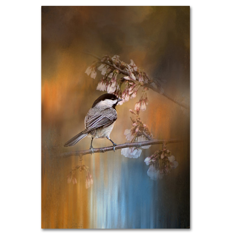 «Mésange dans le jardin» de Vidur, impression sur toile tendue, H 24 po x l 16 po