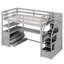 Lit mezzanine simple avec bureau, tablettes et garde-corps dans les tiroirs de rangement gris, étagères-489517729-489517728