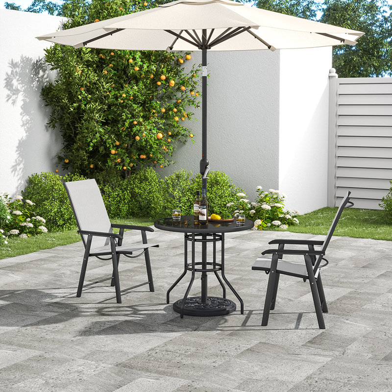 Dauda 2 - Person Patio Dining Set with Round Table, Black